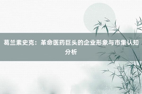 葛兰素史克：革命医药巨头的企业形象与市集认知分析