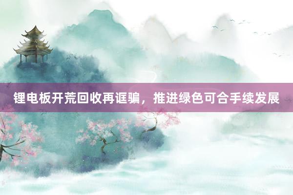 锂电板开荒回收再诓骗，推进绿色可合手续发展